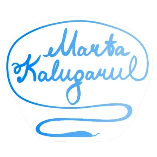 The artist's hand-drawn signature sticker